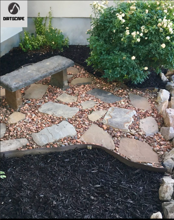 Custom hardscaping with stone pathways